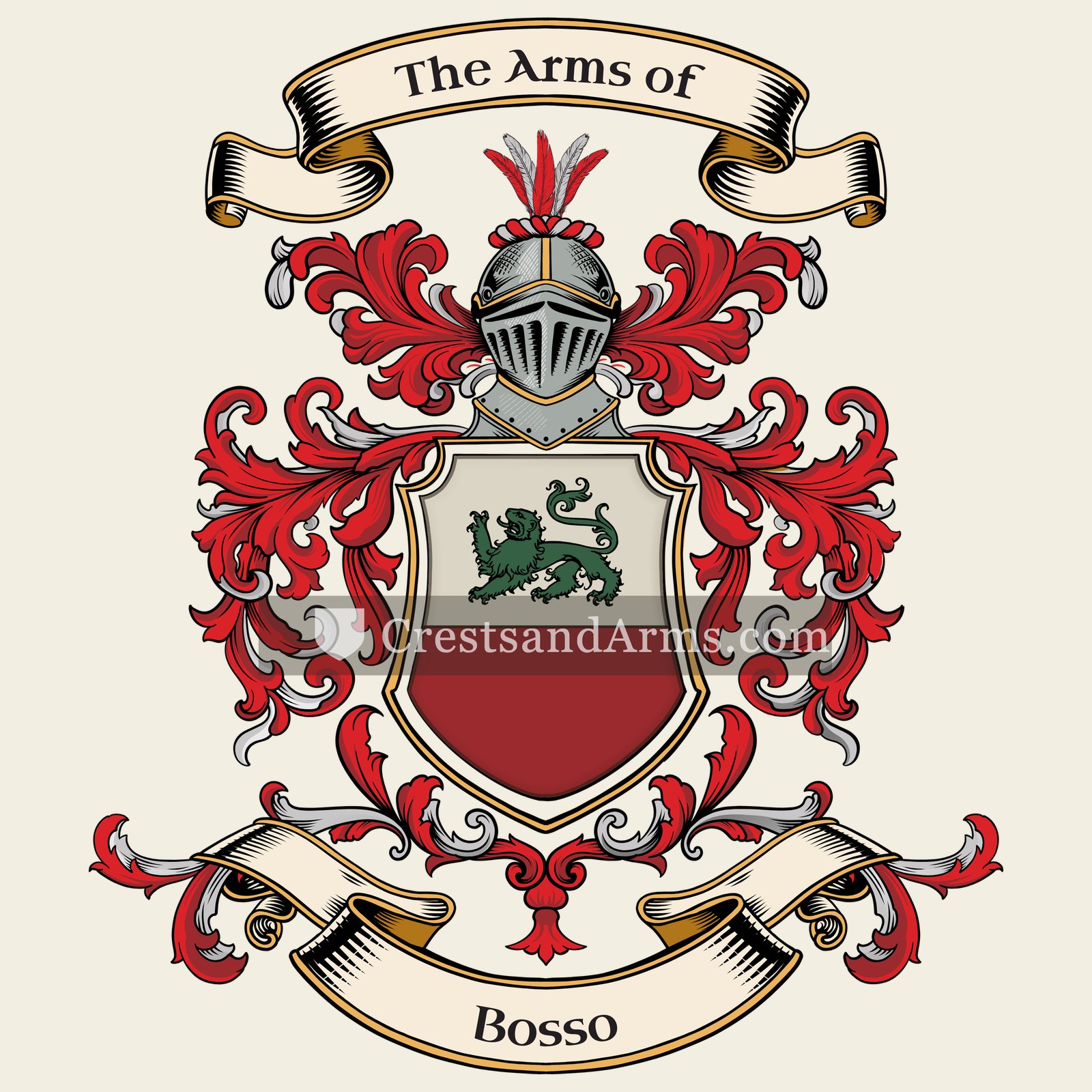 The Bosso coat of arms, drawn from the recorded blazon
