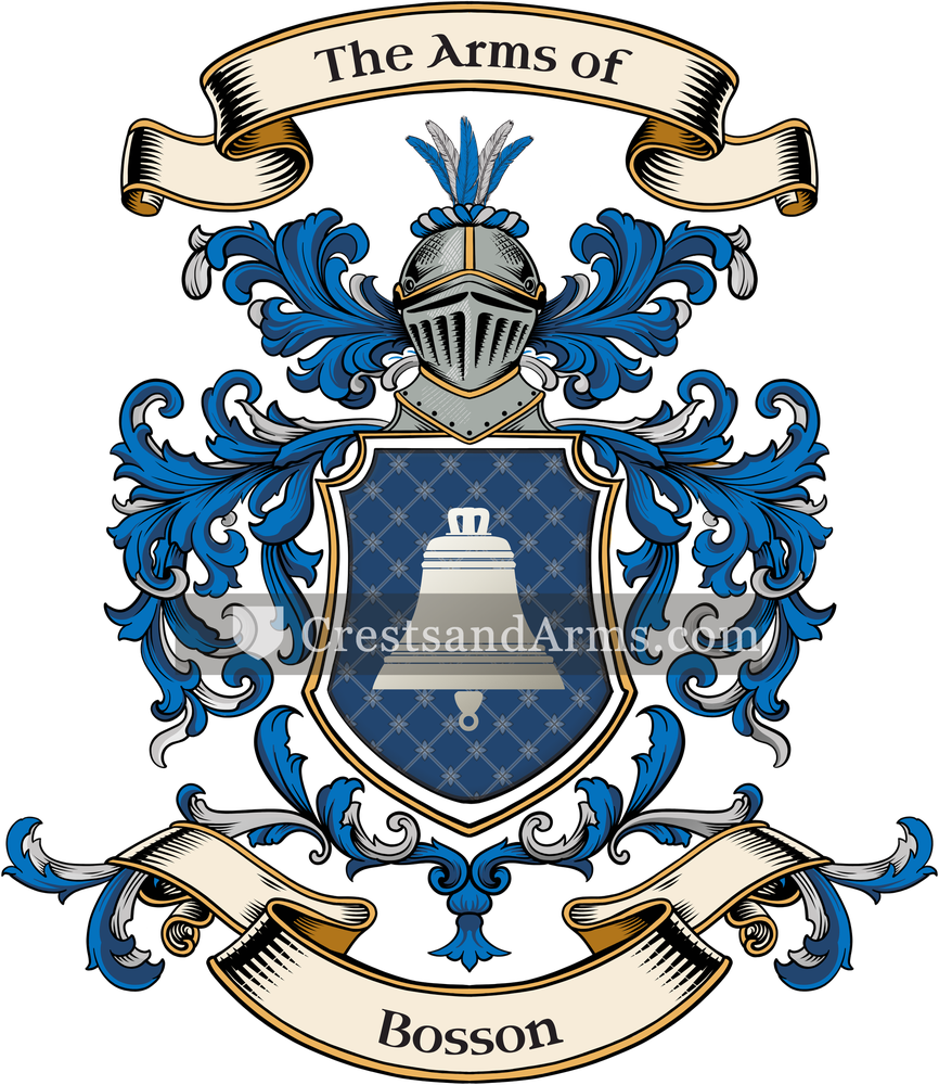 The Bosson coat of arms, drawn from the recorded blazon