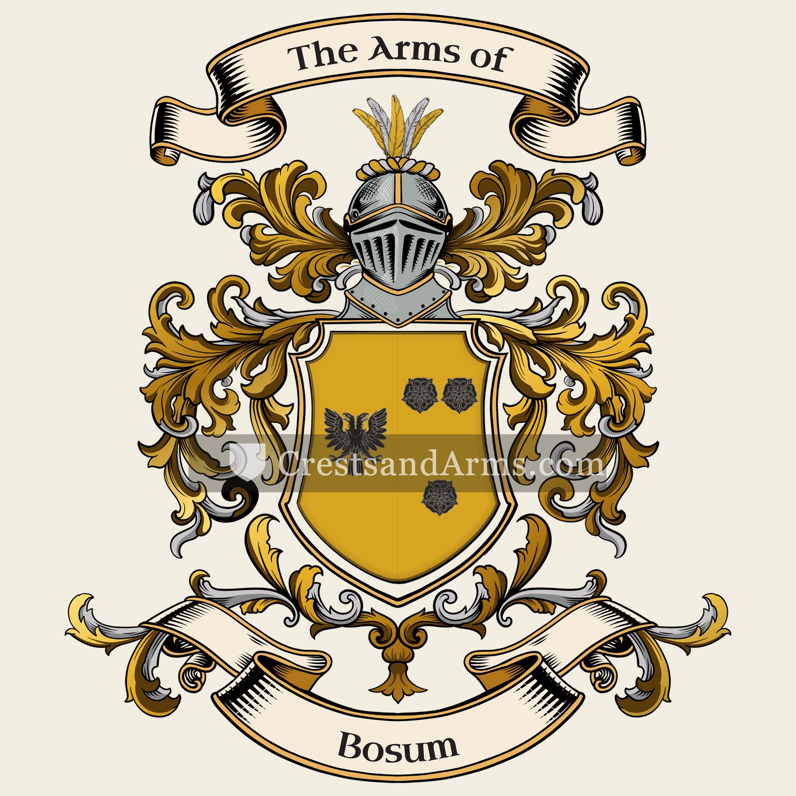 The Bosum coat of arms, drawn from the recorded blazon