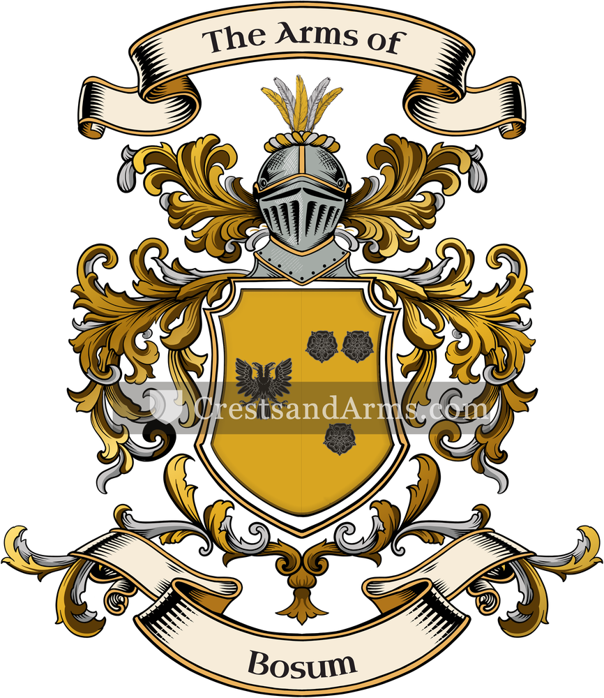 The Bosum coat of arms, drawn from the recorded blazon