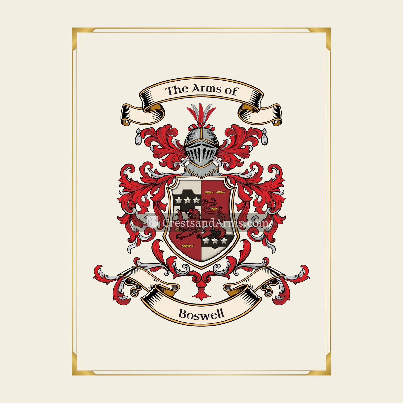 With gold border