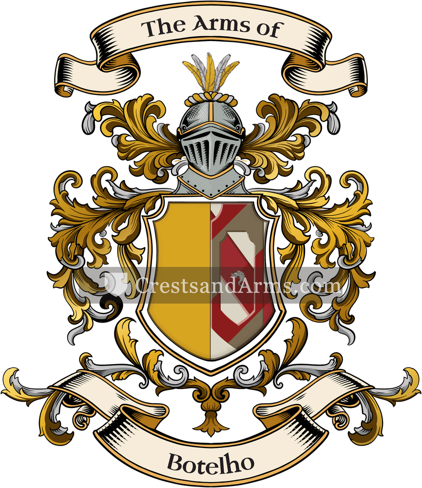 The Botelho coat of arms, drawn from the recorded blazon