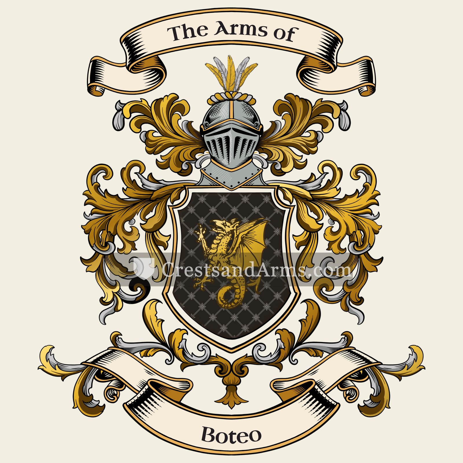 The Boteo coat of arms, drawn from the recorded blazon