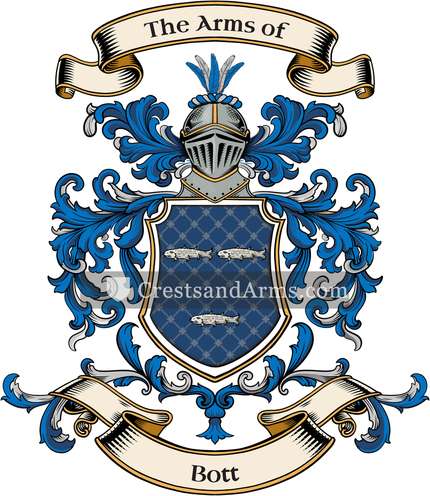 The Bott coat of arms, drawn from the recorded blazon