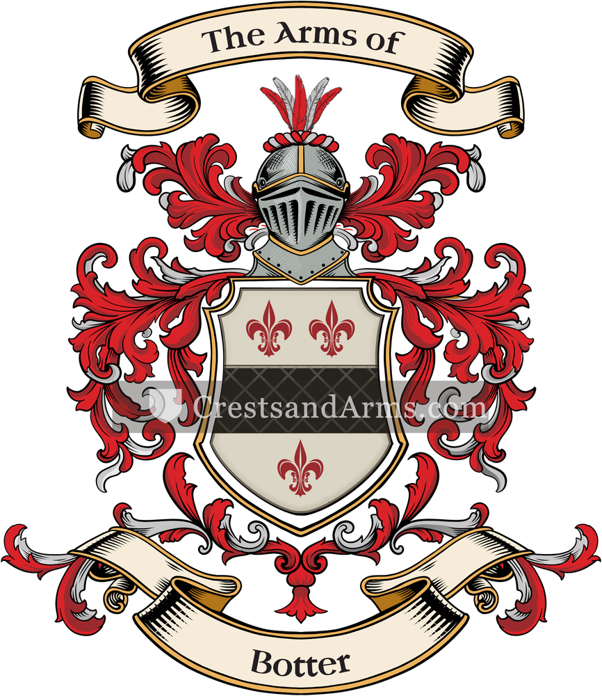 The Botter coat of arms, drawn from the recorded blazon