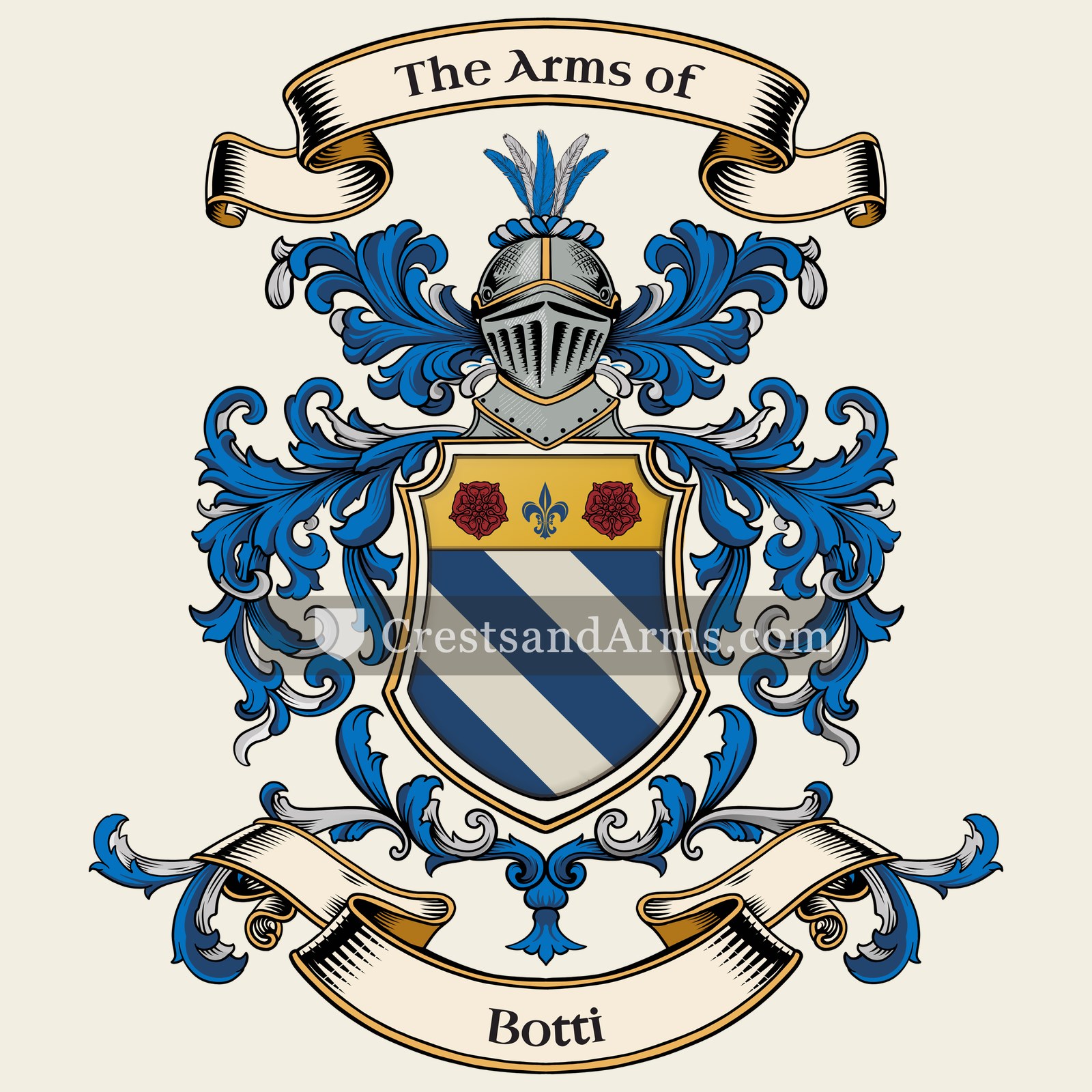 The Botti coat of arms, drawn from the recorded blazon