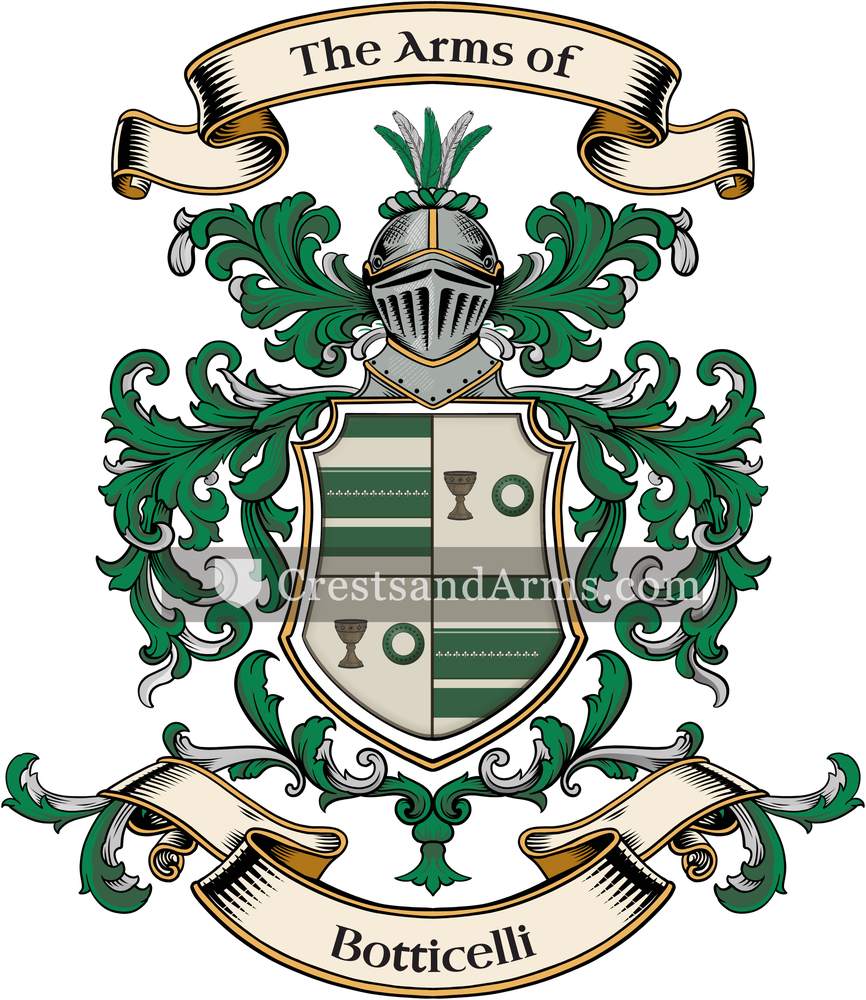 The Botticelli coat of arms, drawn from the recorded blazon
