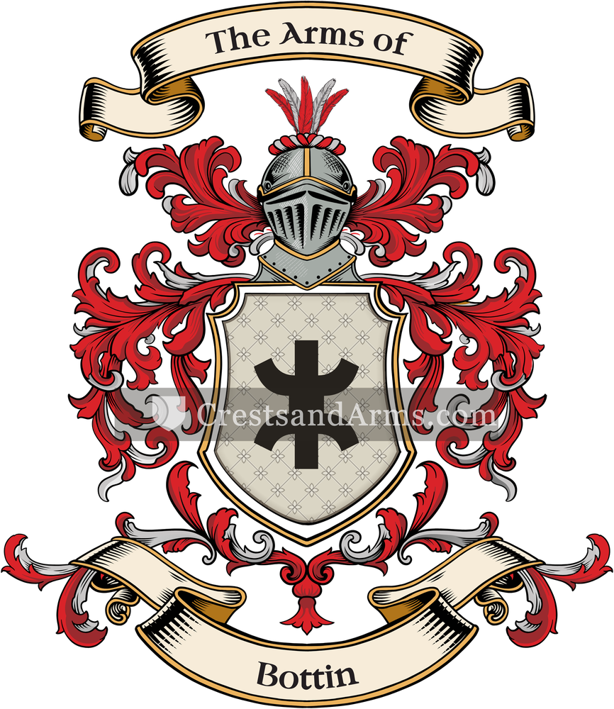 The Bottin coat of arms, drawn from the recorded blazon