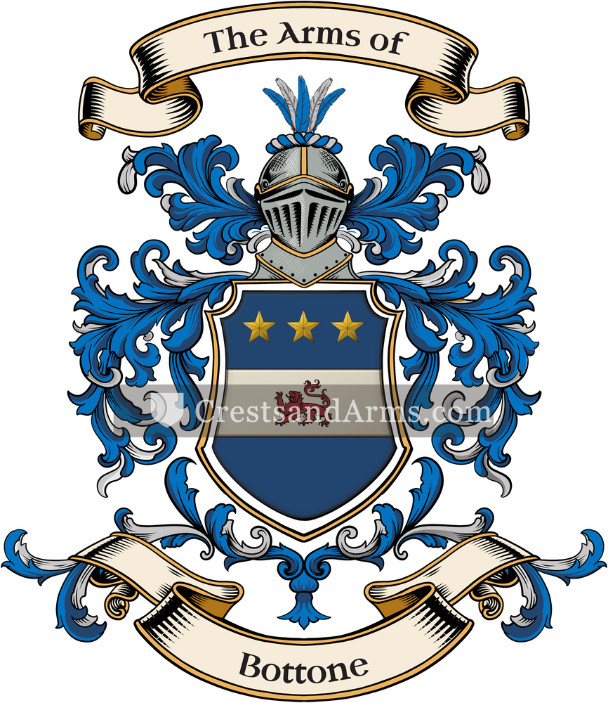 The Bottone coat of arms, drawn from the recorded blazon