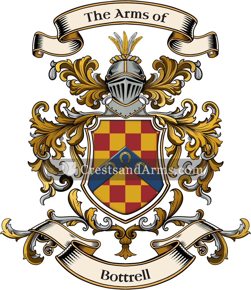 The Bottrell coat of arms, drawn from the recorded blazon