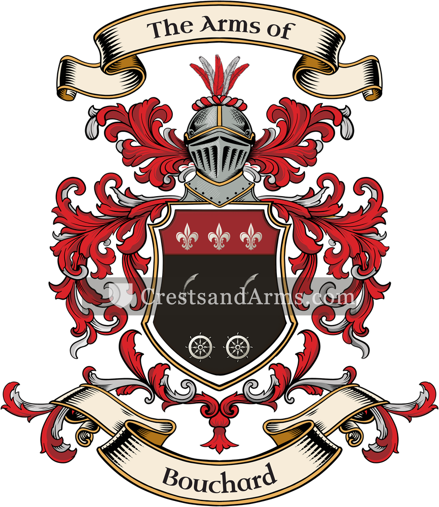 The Bouchard coat of arms, drawn from the recorded blazon