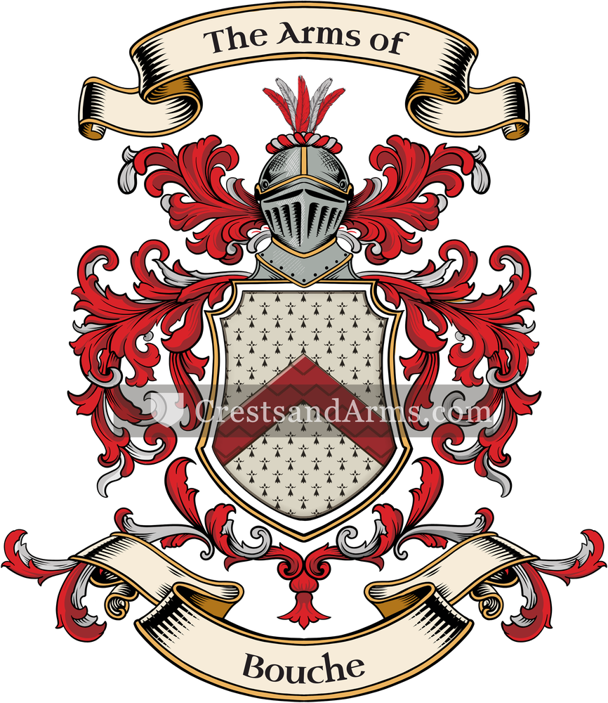 The Bouche coat of arms, drawn from the recorded blazon