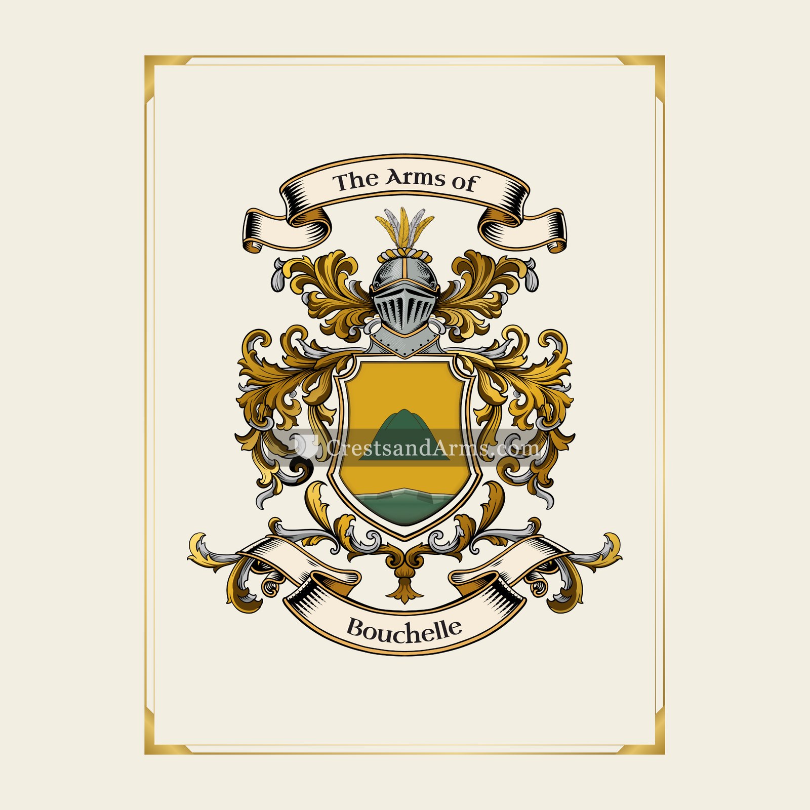With gold border