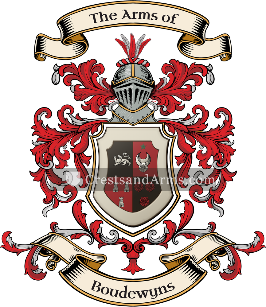 The Boudewyns coat of arms, drawn from the recorded blazon