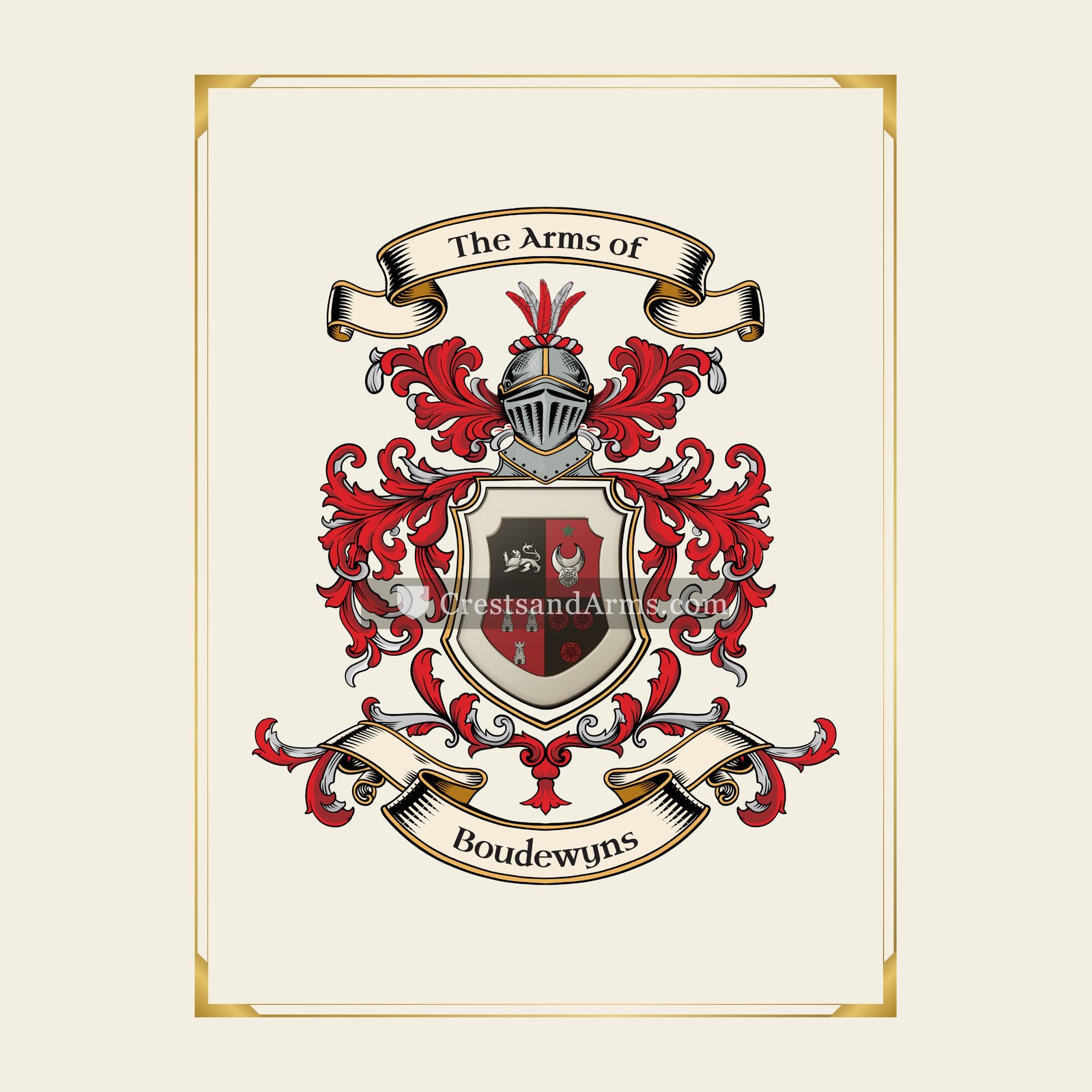 With gold border