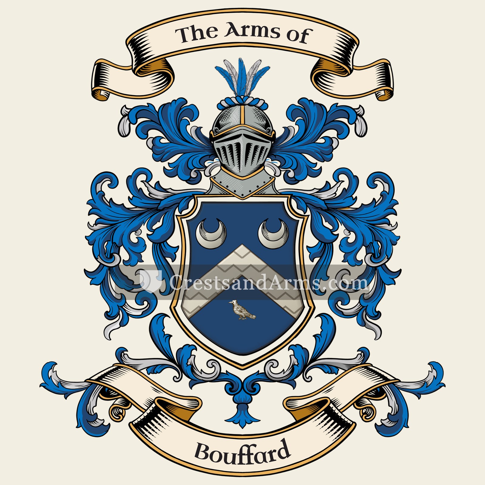 The Bouffard coat of arms, drawn from the recorded blazon