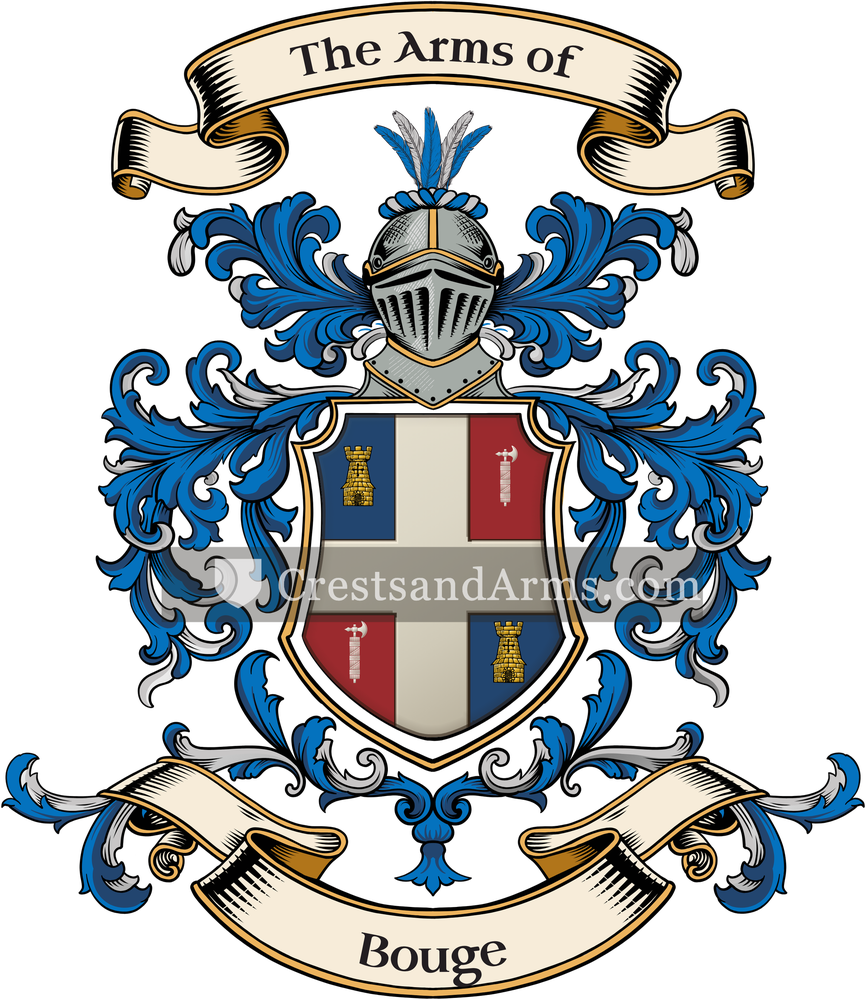 The Bouge coat of arms, drawn from the recorded blazon