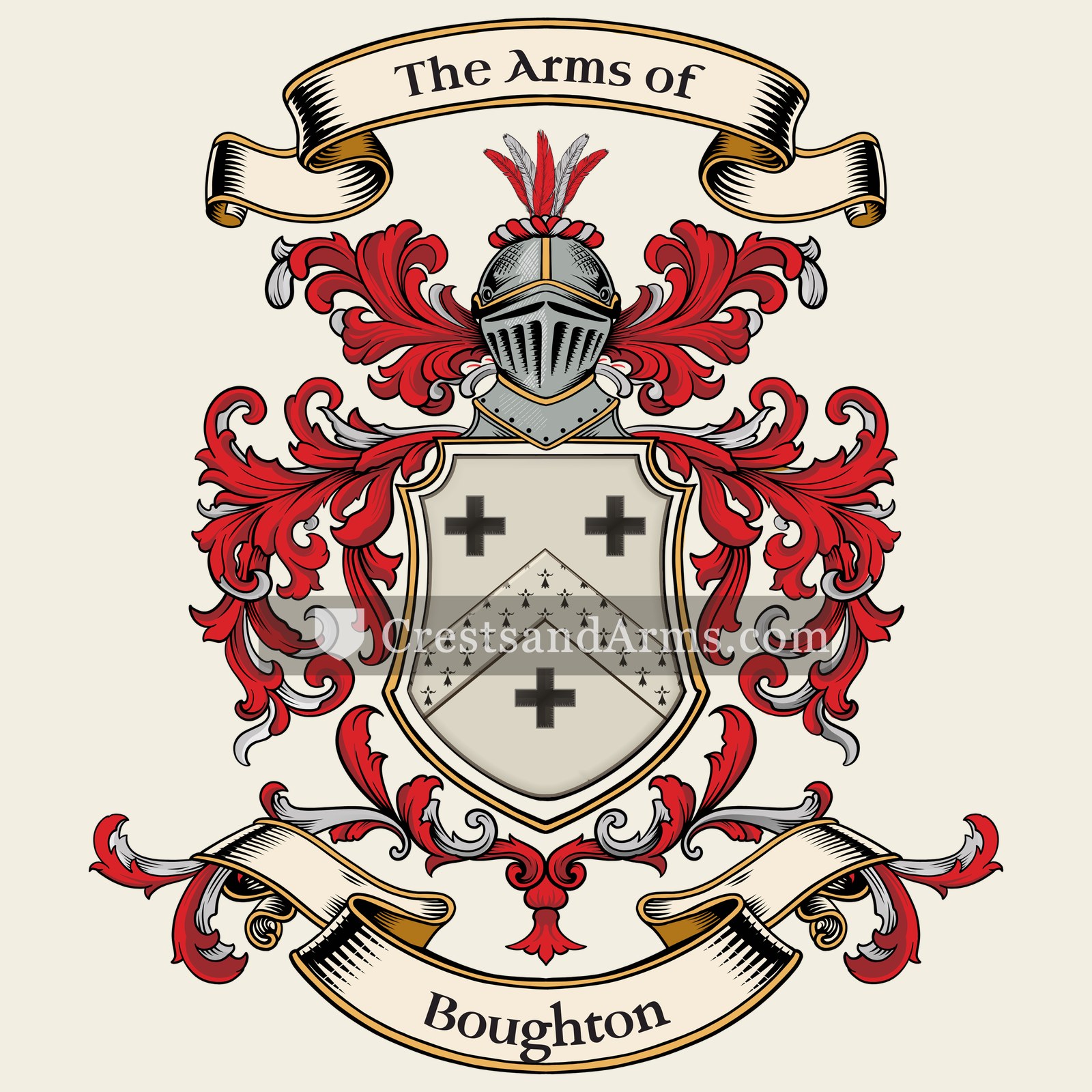The Boughton coat of arms, drawn from the recorded blazon