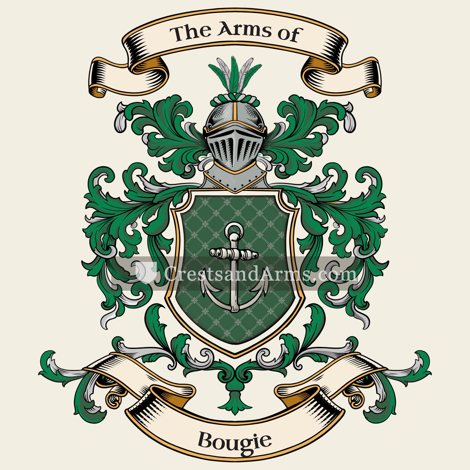 The Bougie coat of arms, drawn from the recorded blazon