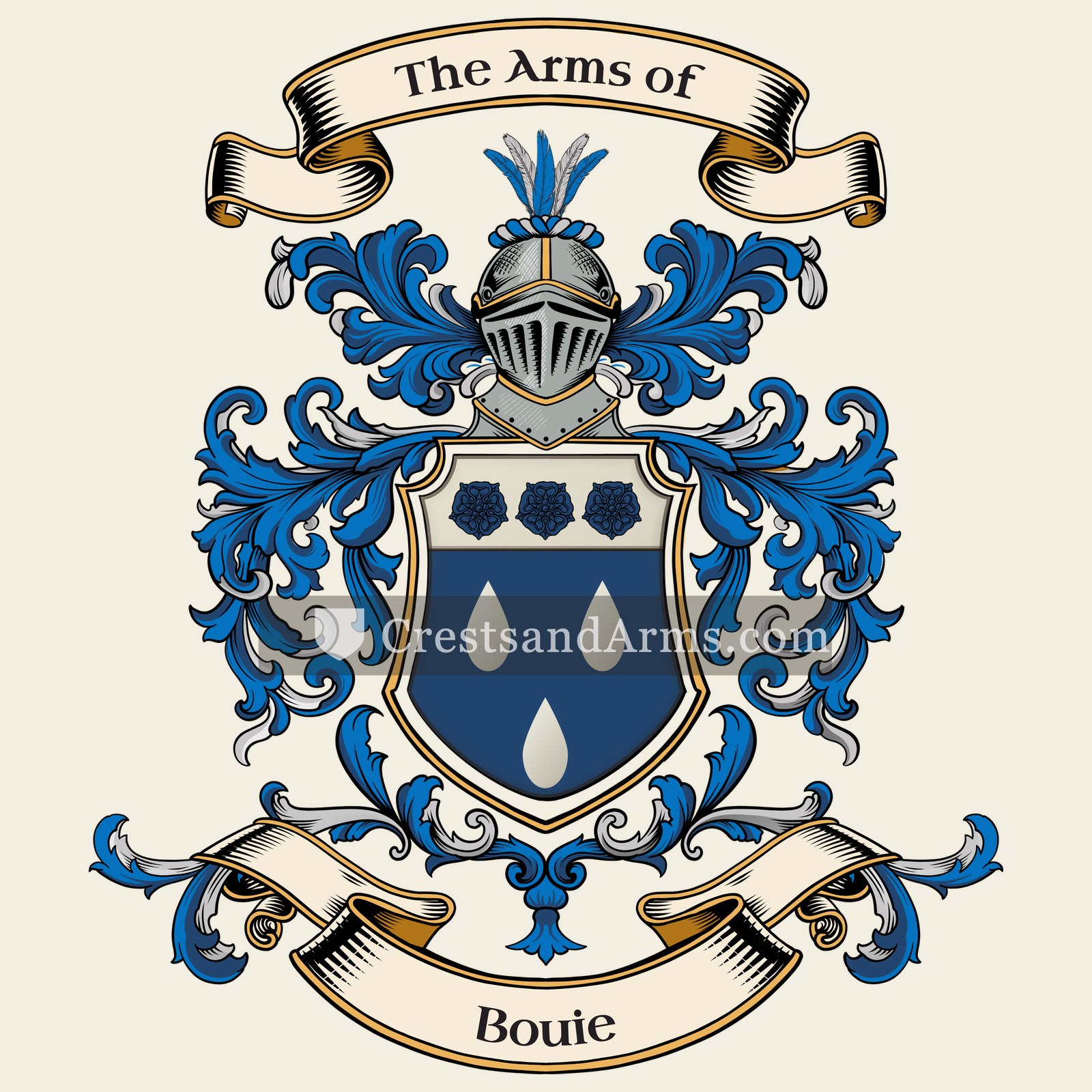 The Bouie coat of arms, drawn from the recorded blazon