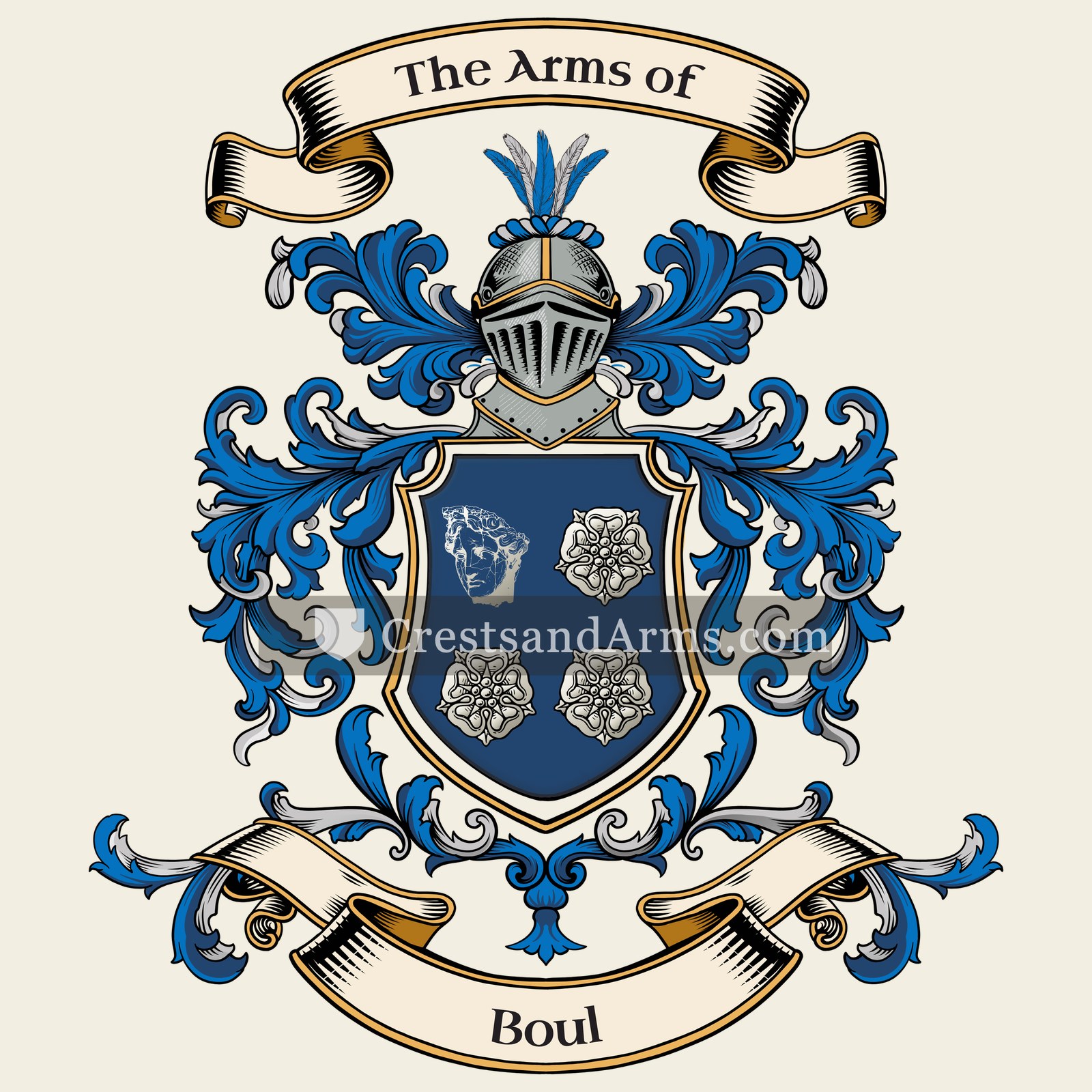The Boul coat of arms, drawn from the recorded blazon