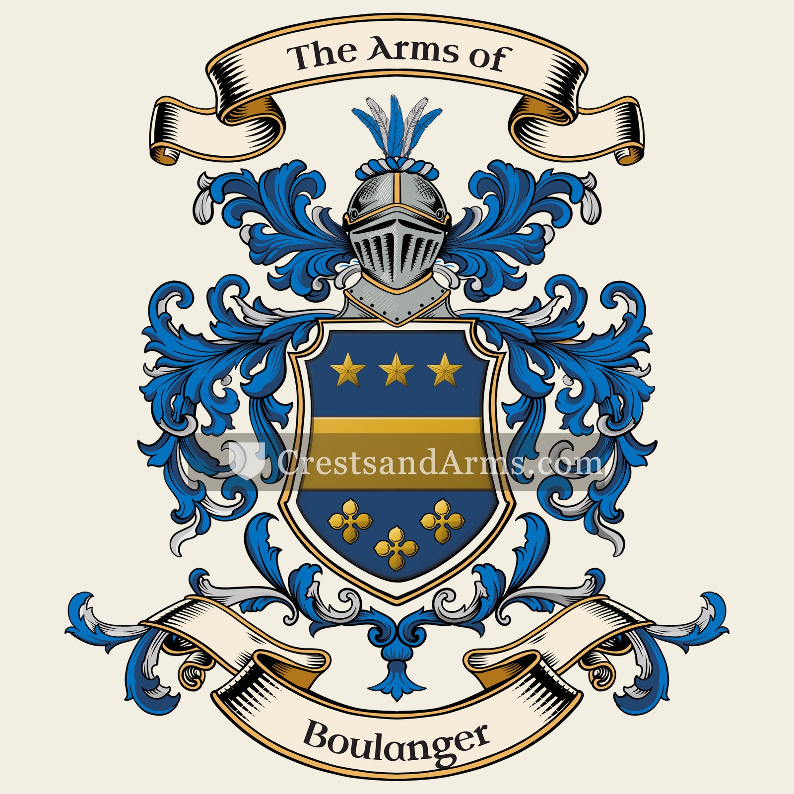 The Boulanger coat of arms, drawn from the recorded blazon