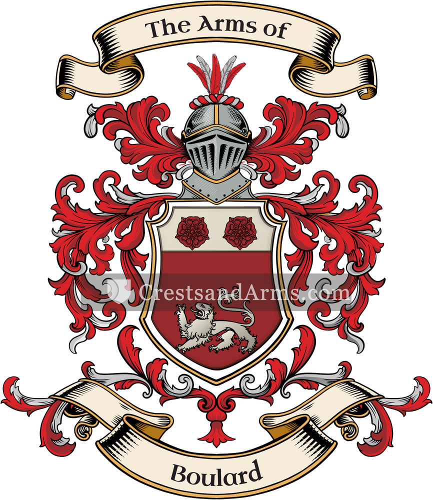 The Boulard coat of arms, drawn from the recorded blazon