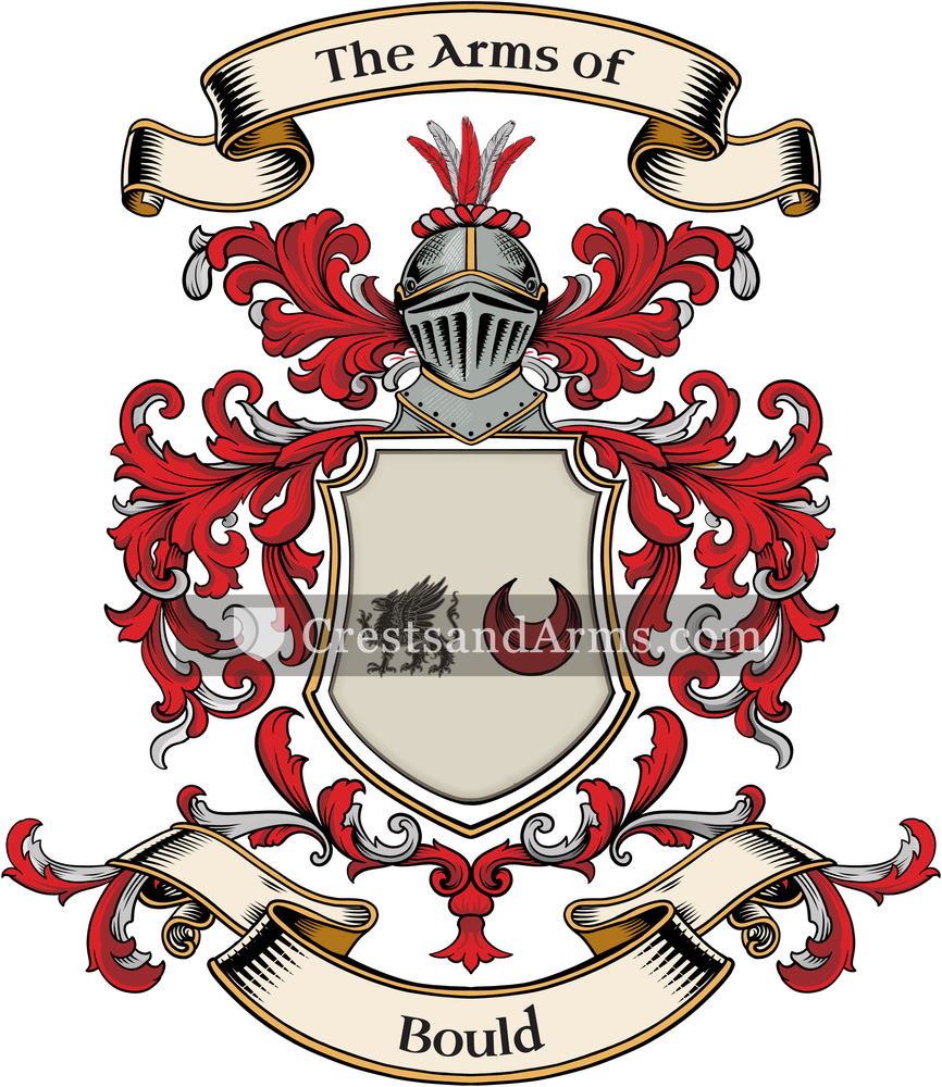 The Bould coat of arms, drawn from the recorded blazon