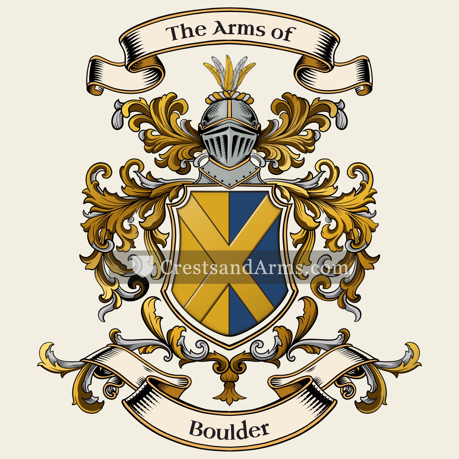 The Boulder coat of arms, drawn from the recorded blazon