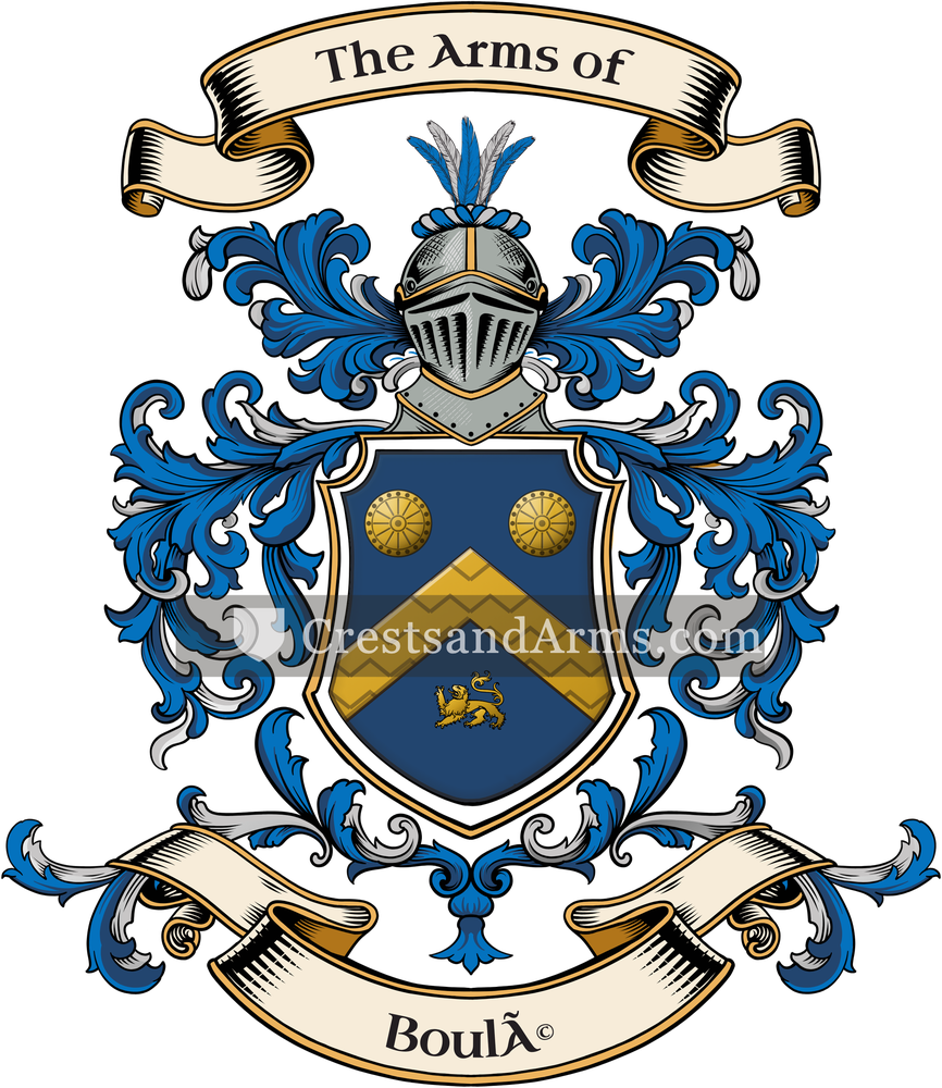 The Boulé coat of arms, drawn from the recorded blazon
