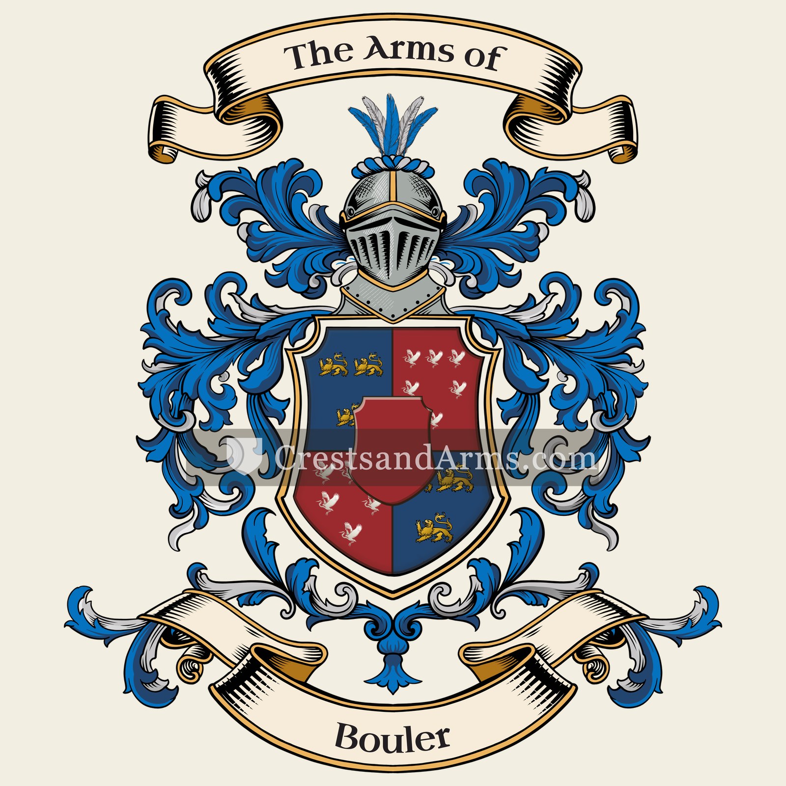 The Bouler coat of arms, drawn from the recorded blazon