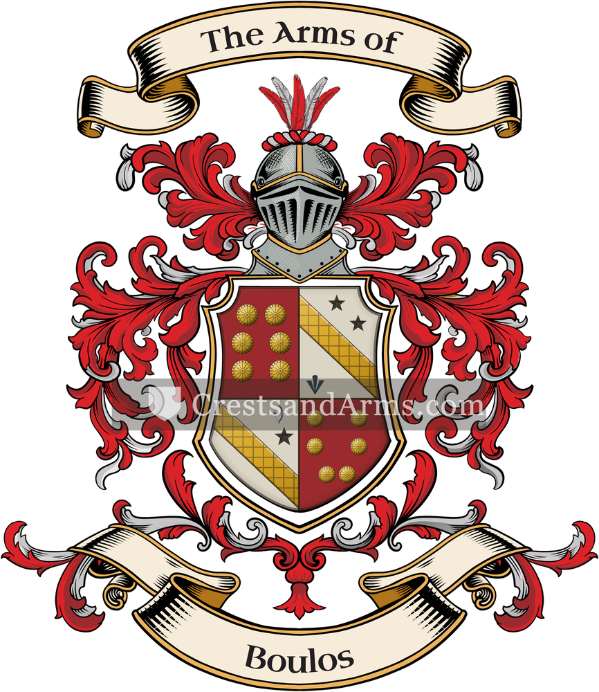 The Boulos coat of arms, drawn from the recorded blazon