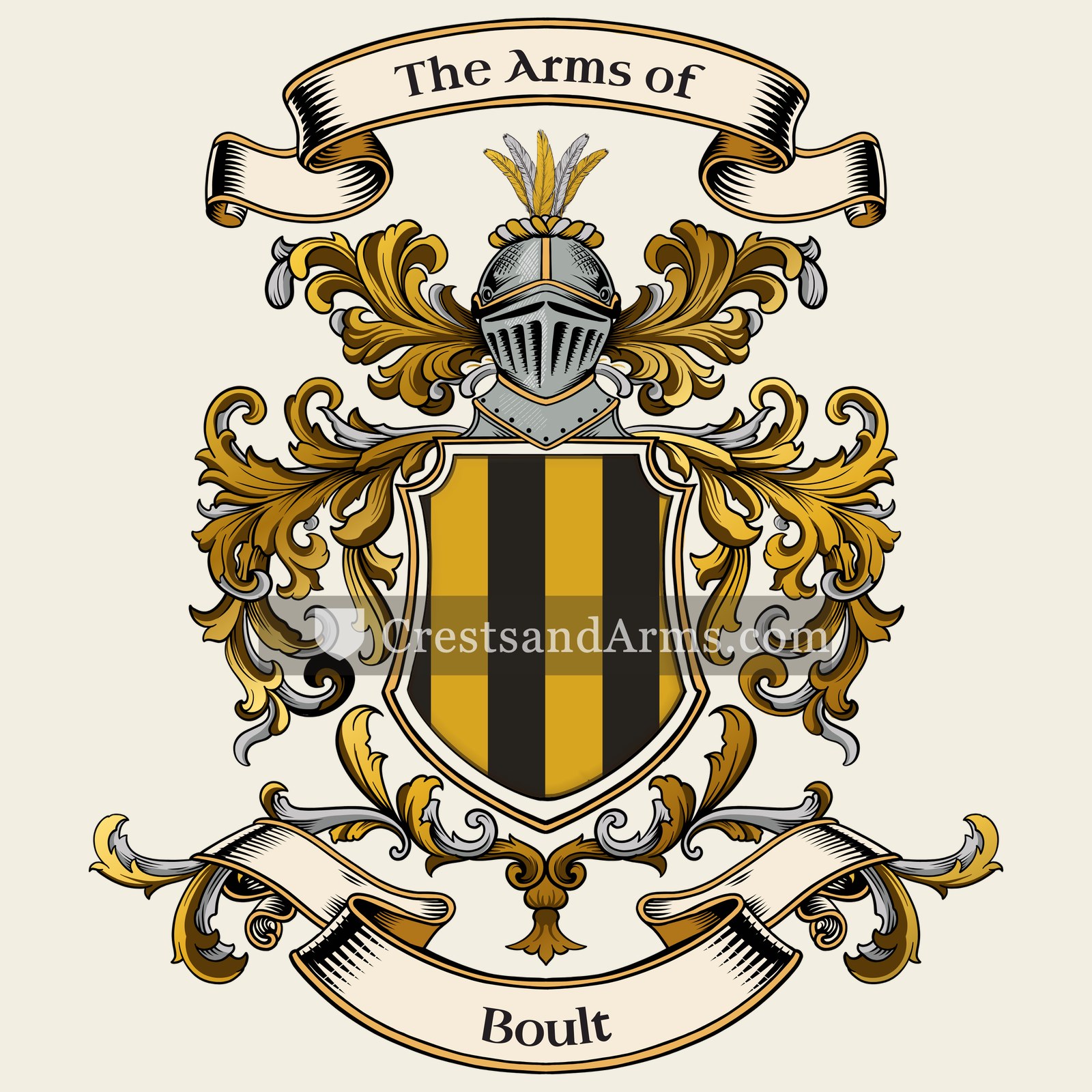 The Boult coat of arms, drawn from the recorded blazon