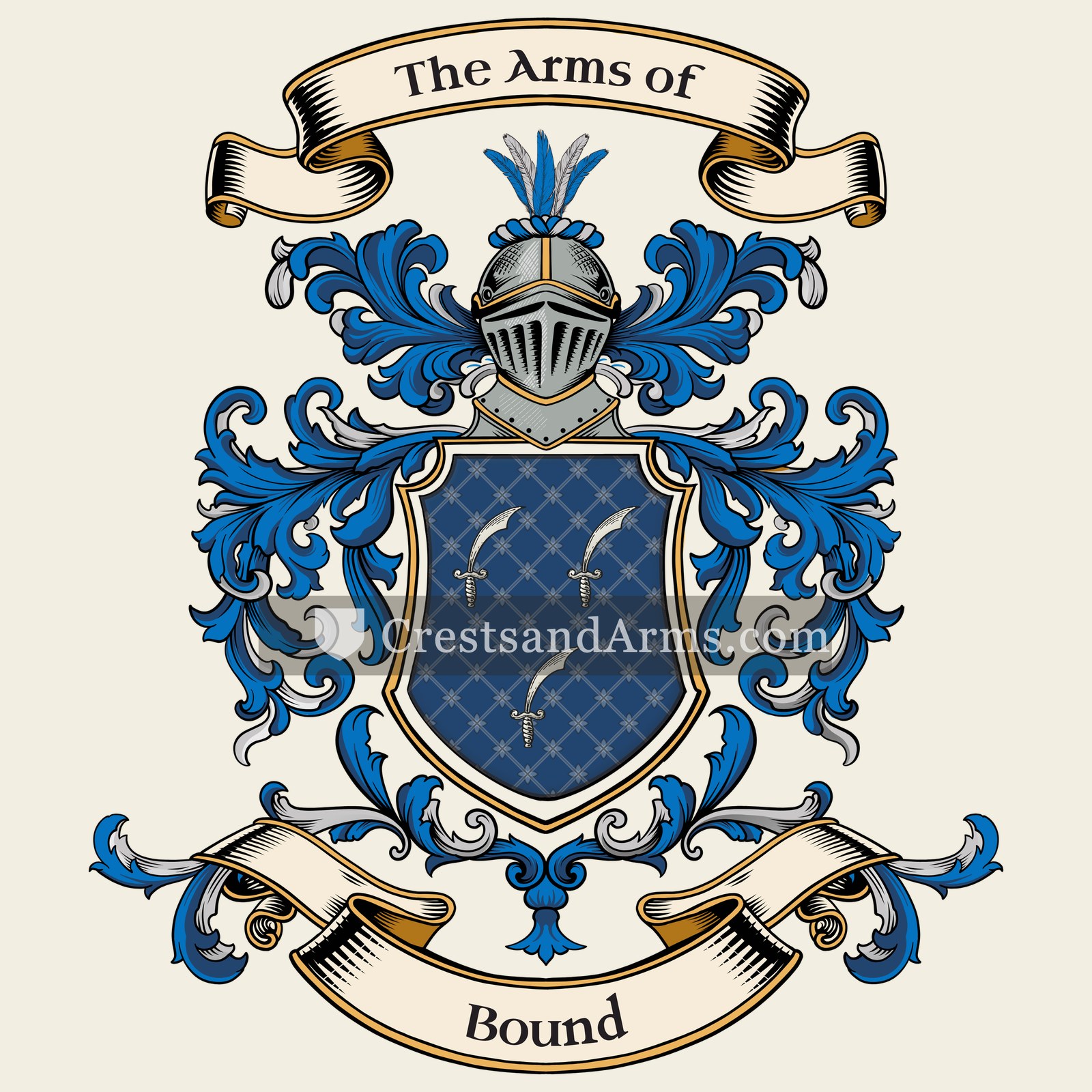 The Bound coat of arms, drawn from the recorded blazon