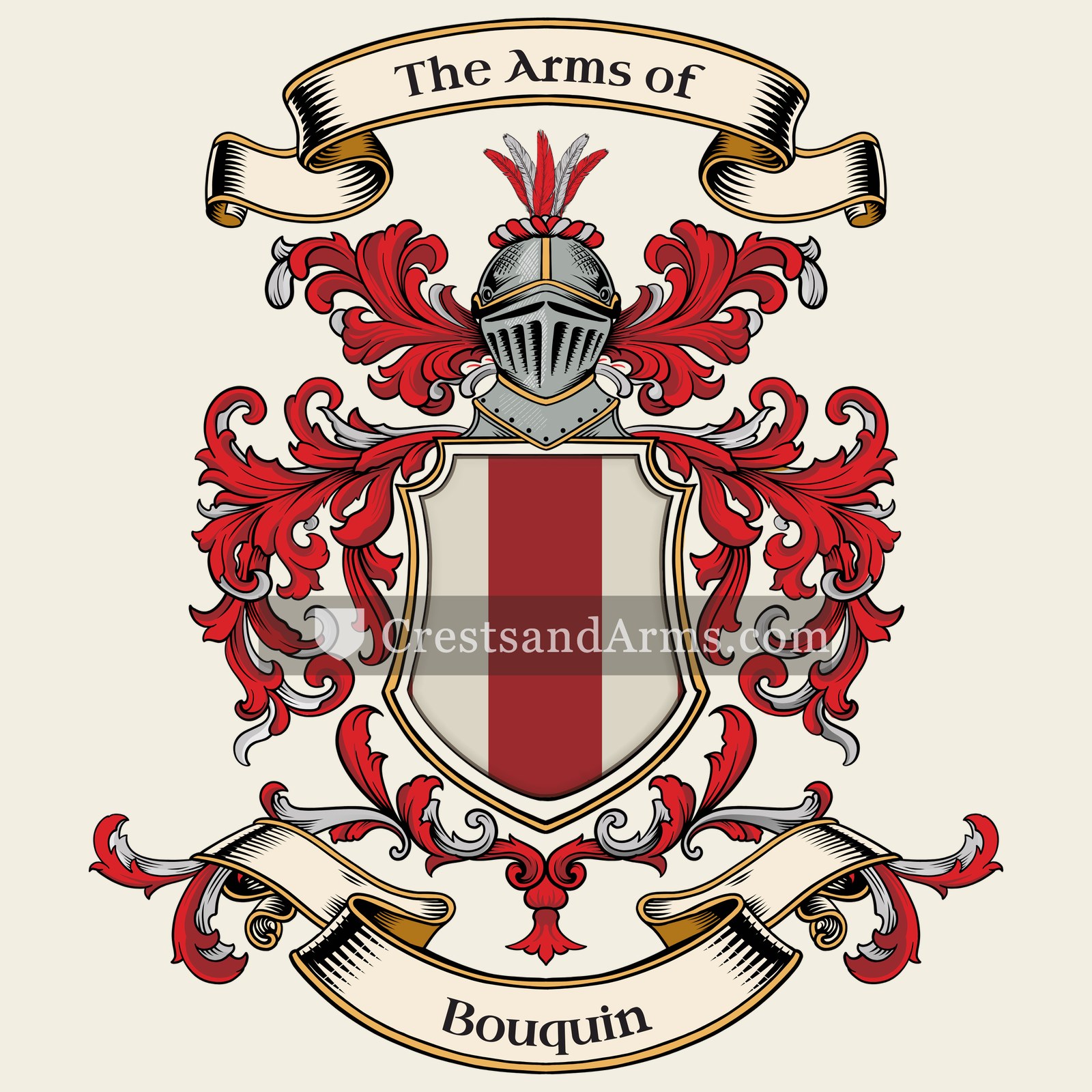 The Bouquin coat of arms, drawn from the recorded blazon