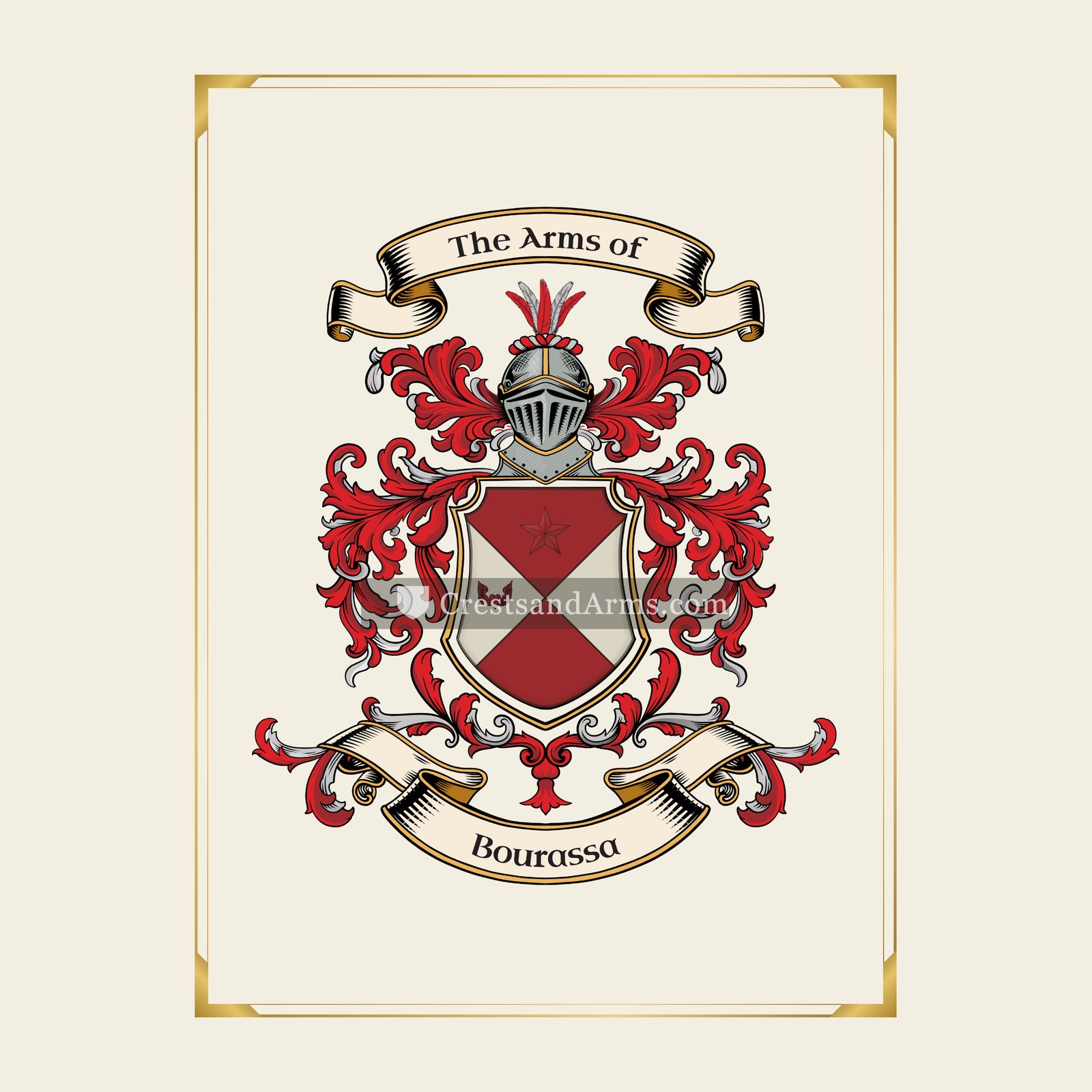 With gold border