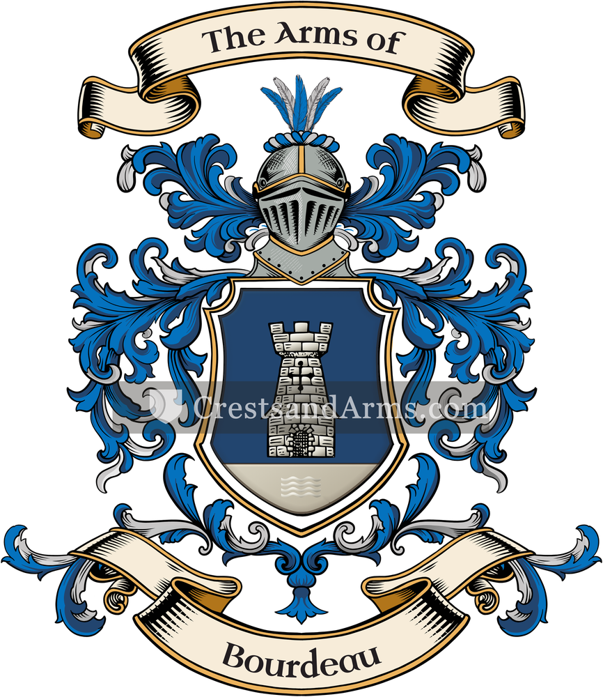 The Bourdeau coat of arms, drawn from the recorded blazon