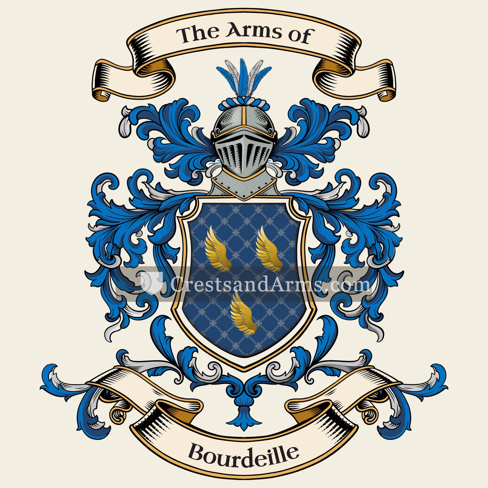 The Bourdeille coat of arms, drawn from the recorded blazon