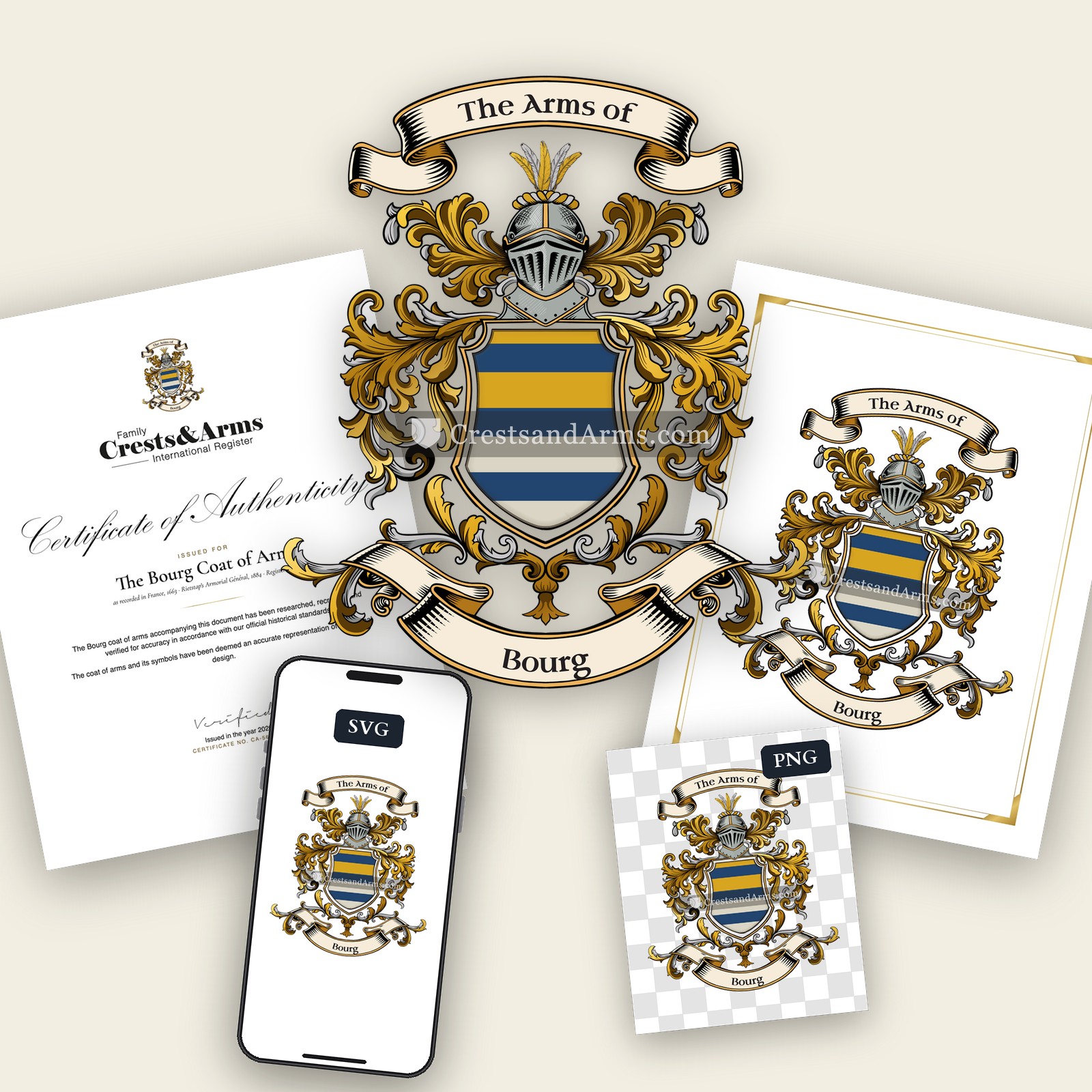 The Bourg arms on the coat of arms — digital pack