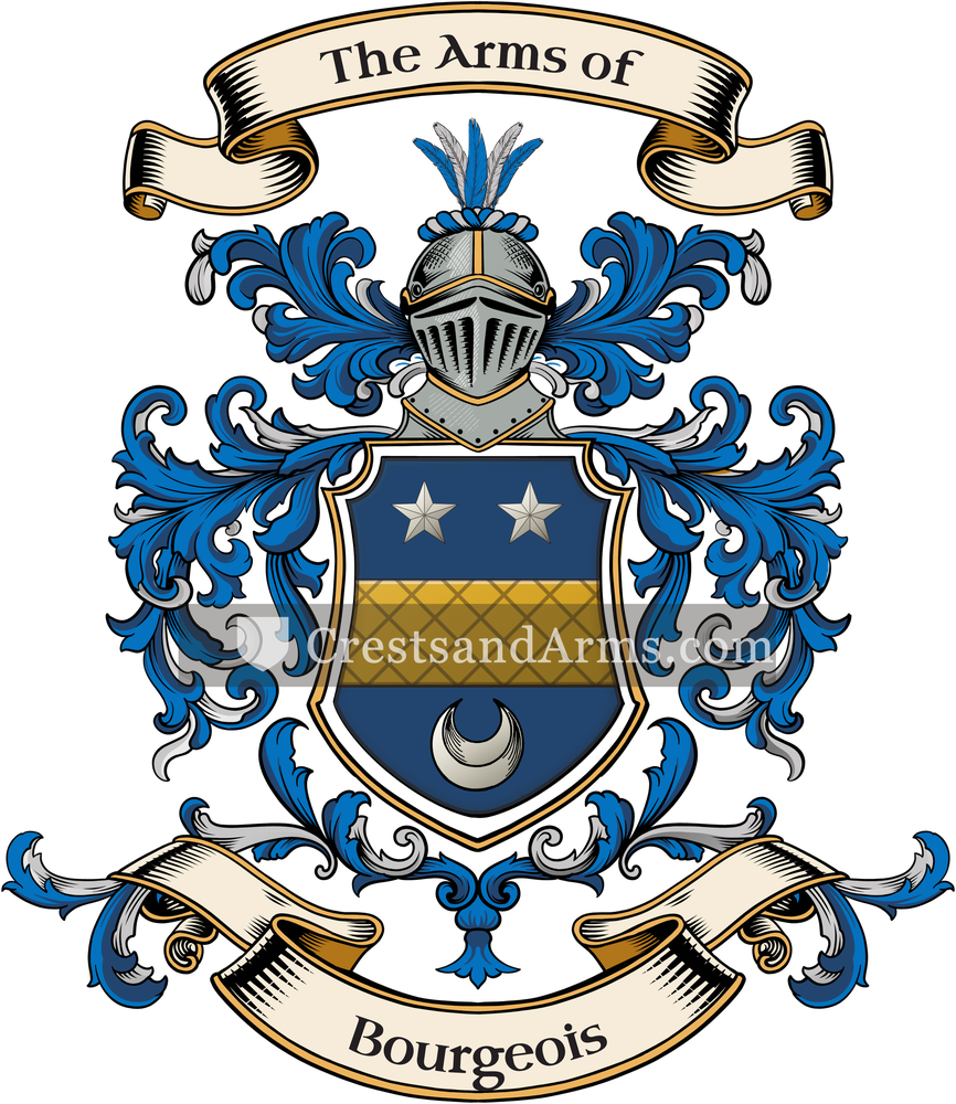 The Bourgeois coat of arms, drawn from the recorded blazon