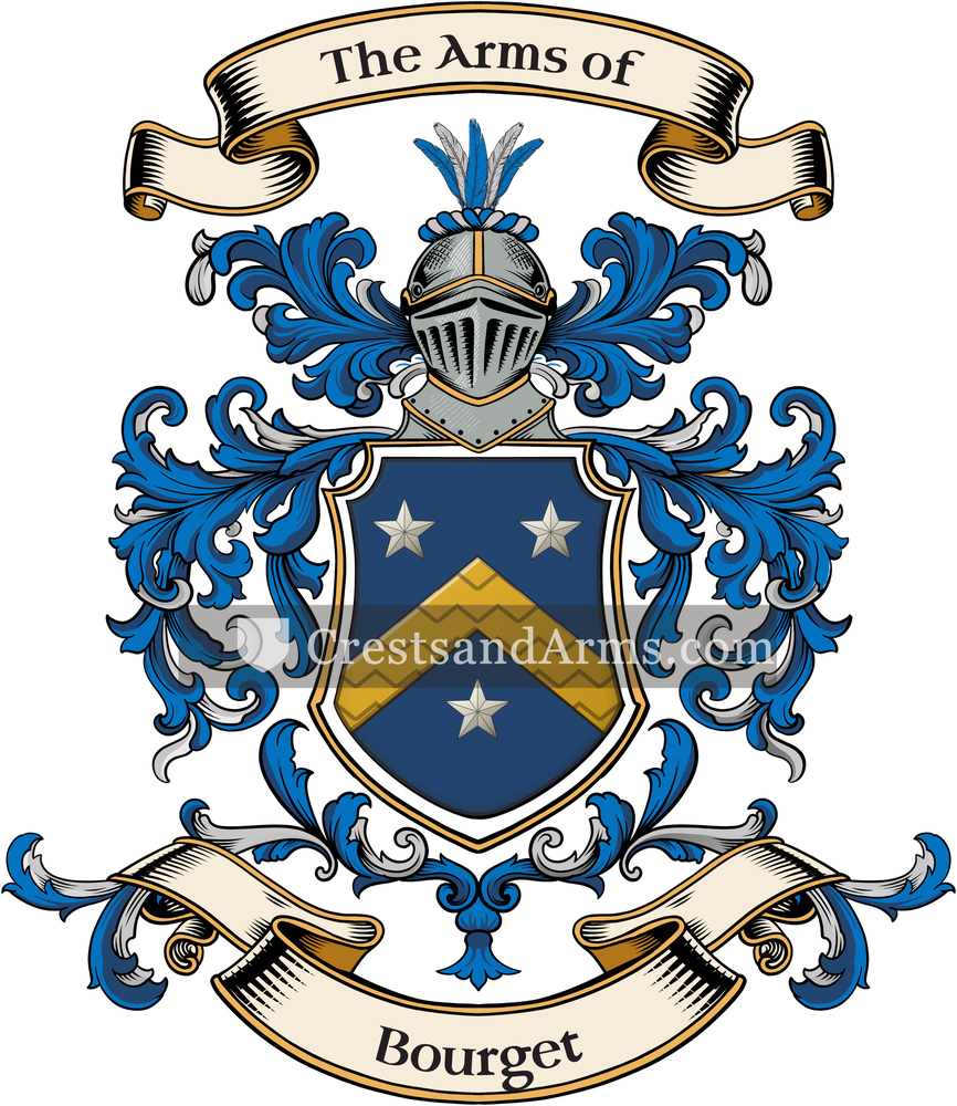 The Bourget coat of arms, drawn from the recorded blazon