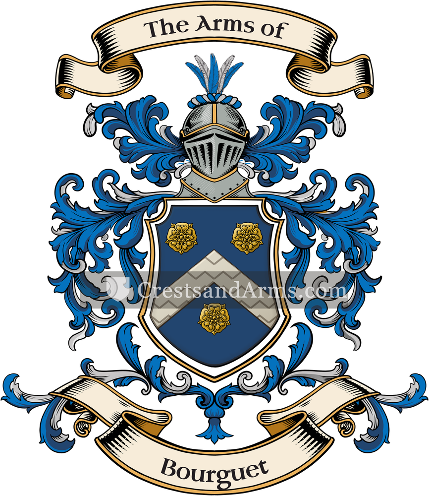 The Bourguet coat of arms, drawn from the recorded blazon