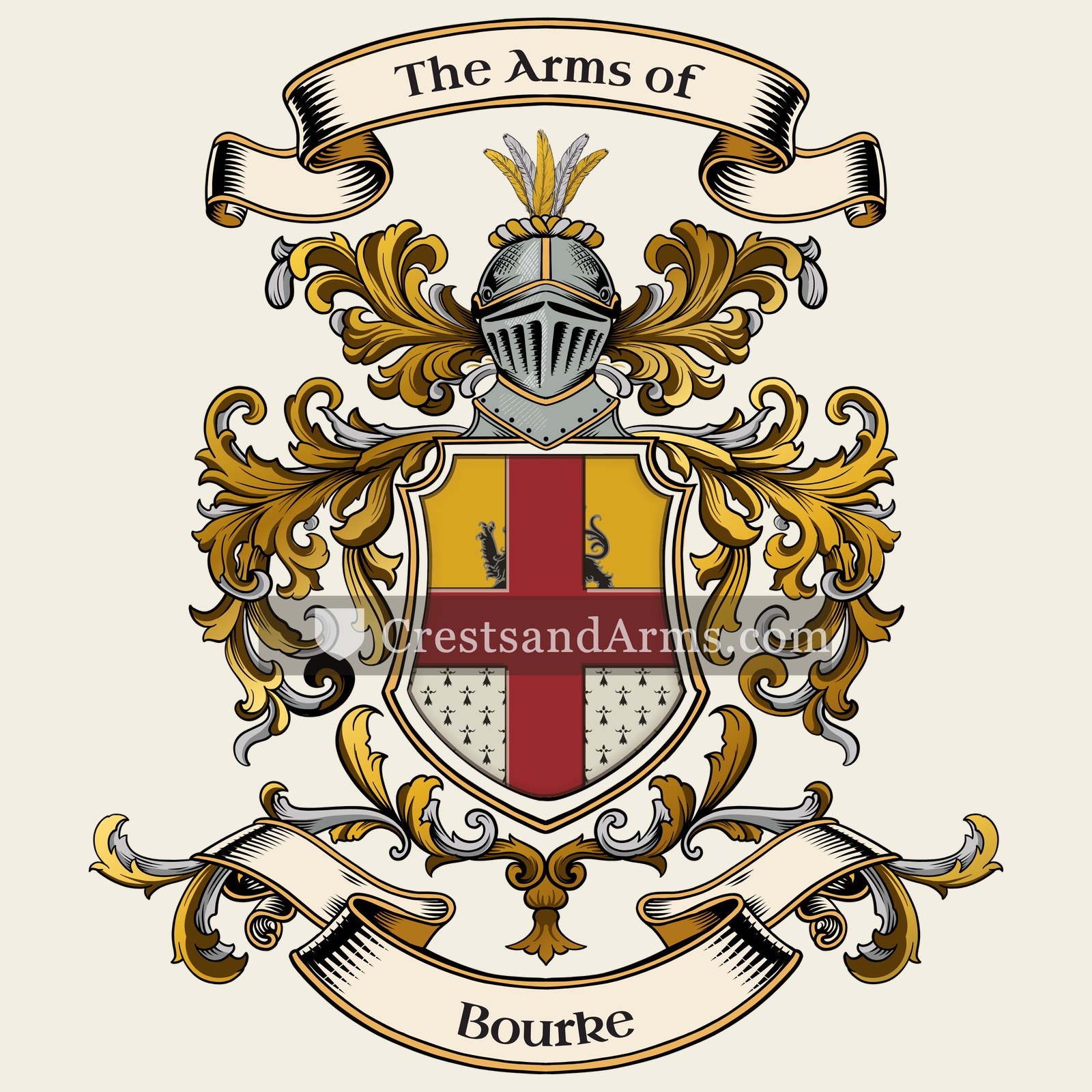 The Bourke coat of arms, drawn from the recorded blazon