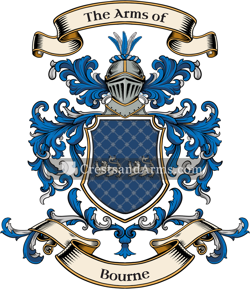 The Bourne coat of arms, drawn from the recorded blazon