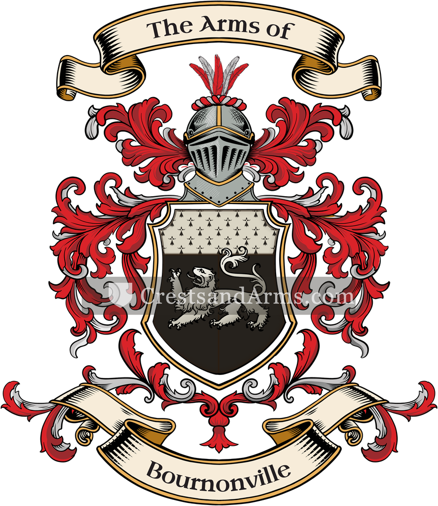 The Bournonville coat of arms, drawn from the recorded blazon