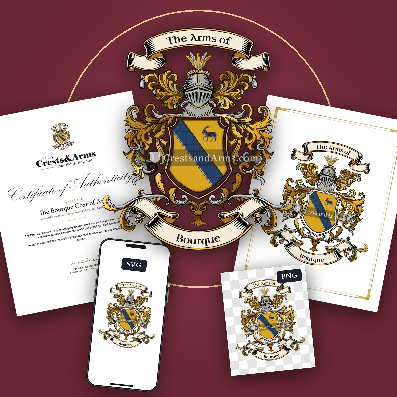 The Bourque arms on the coat of arms — digital pack