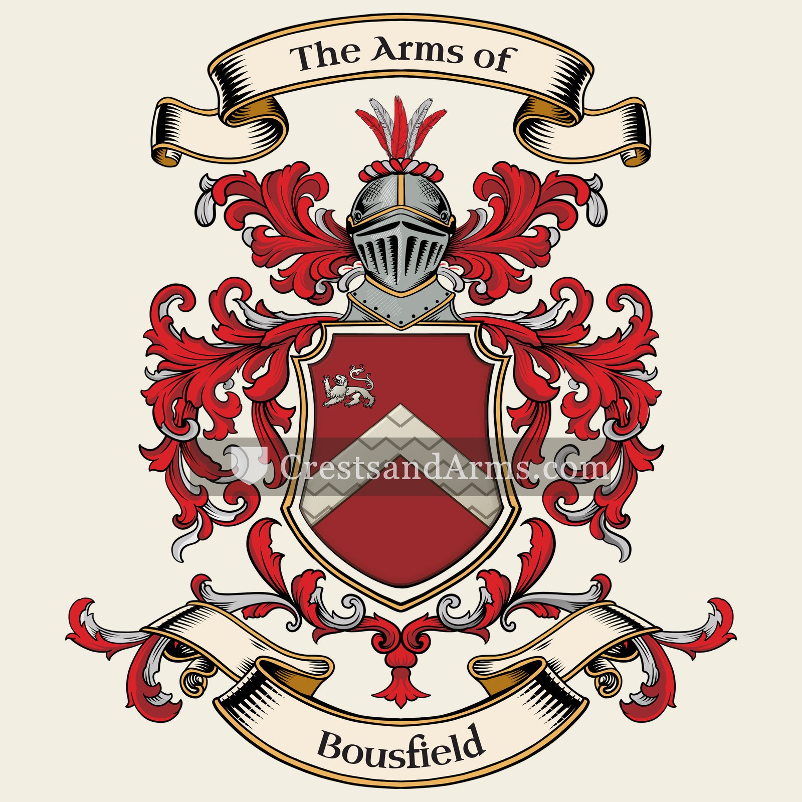 The Bousfield coat of arms, drawn from the recorded blazon
