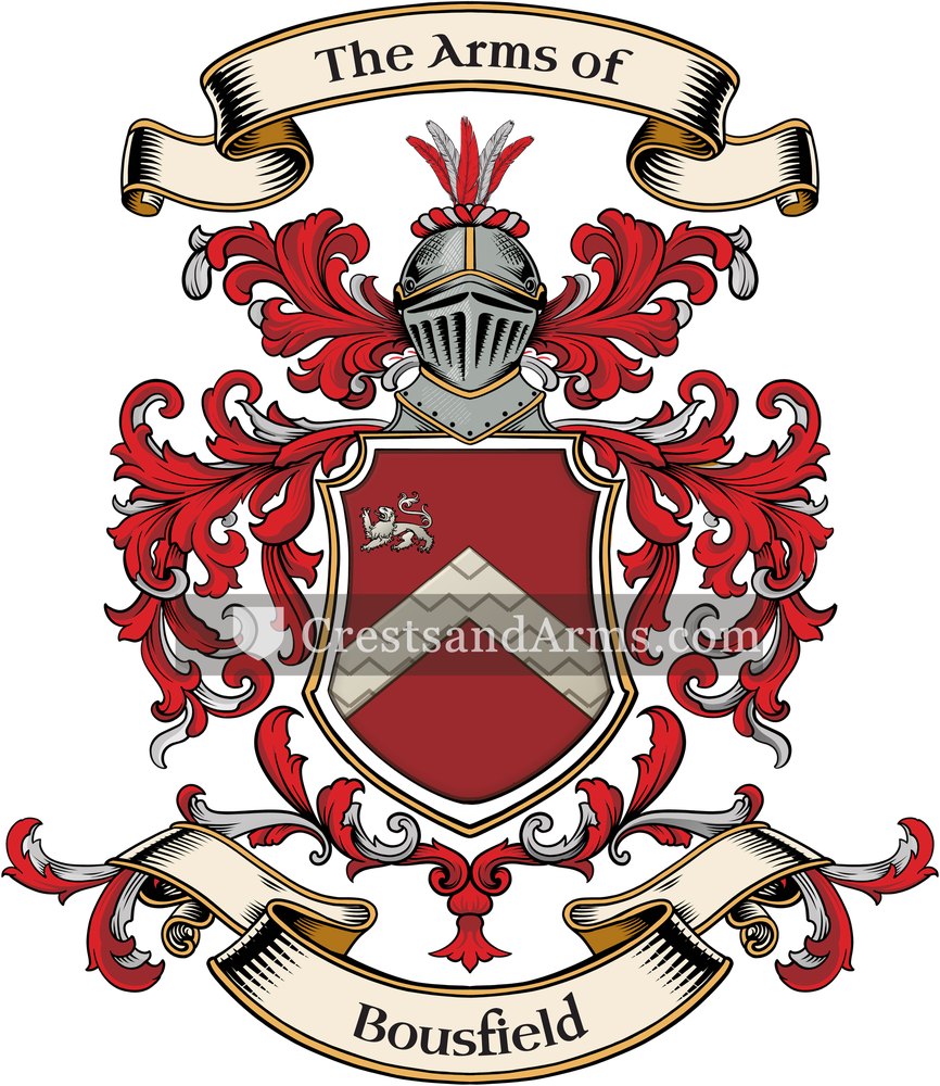 The Bousfield coat of arms, drawn from the recorded blazon