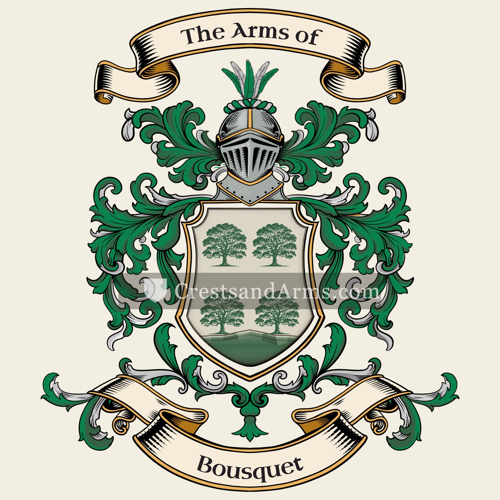 The Bousquet coat of arms, drawn from the recorded blazon