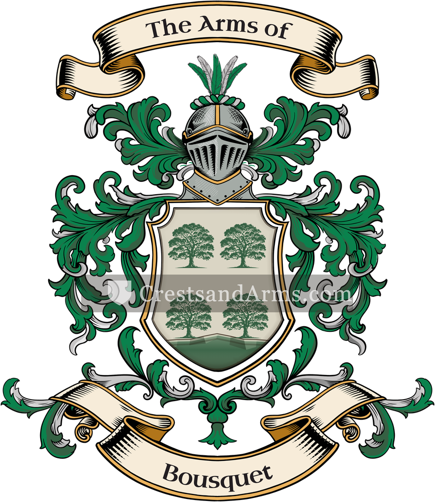 The Bousquet coat of arms, drawn from the recorded blazon